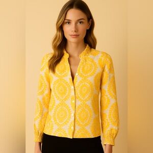 Yellow Embroidered Women's Top